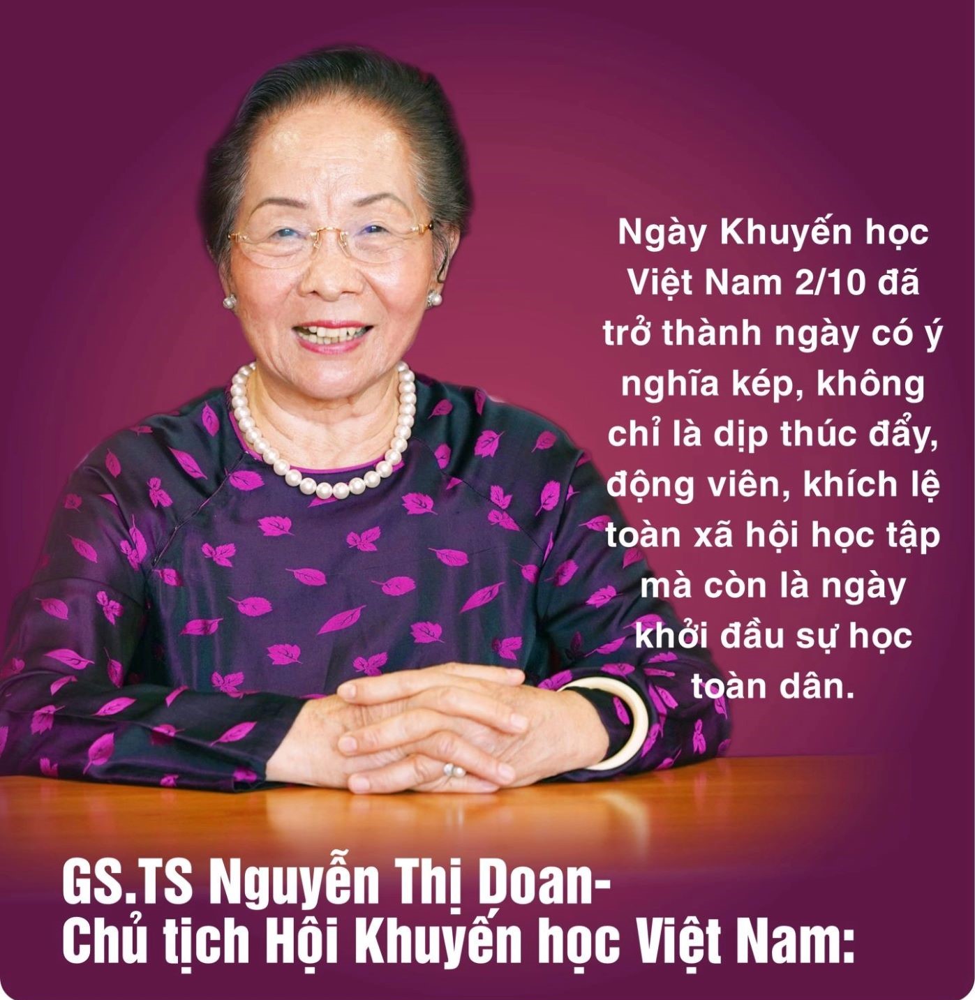 GS.TS Nguyễn Thị Doan: Khuyến học mở con đường tri thức đến tương lai