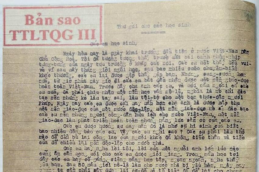 Bức thư khai giảng ý nghĩa của Bác Hồ