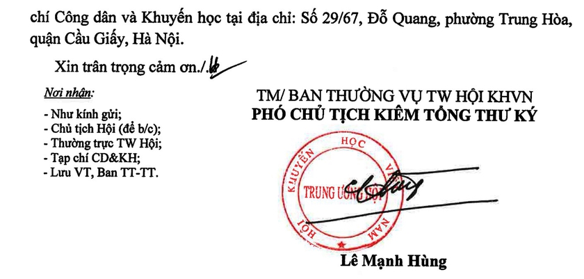 Hội Khuyến học Việt Nam kêu gọi hưởng ứng cuộc thi viết 