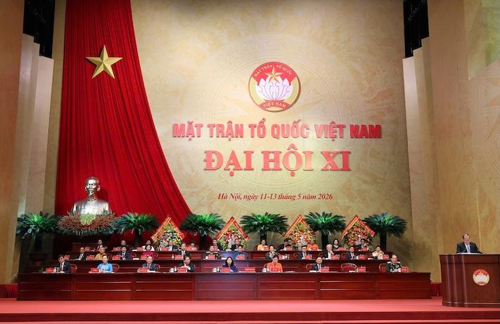 Phiên làm việc sáng 13.5 của Đại hội Đại biểu toàn quốc Mặt trận Tổ quốc Việt Nam lần thứ XI. Ảnh: Hải Nguyễn